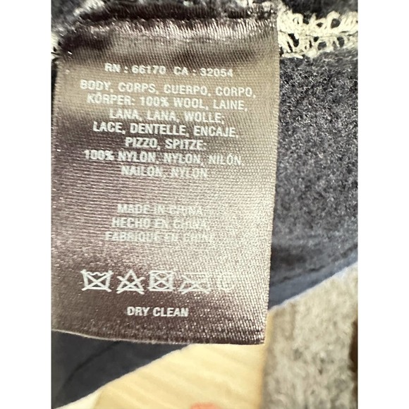 Angel Of The North Navy Blue Leaf Lace Wool Jacket Sz. Small - Picture 7 of 7